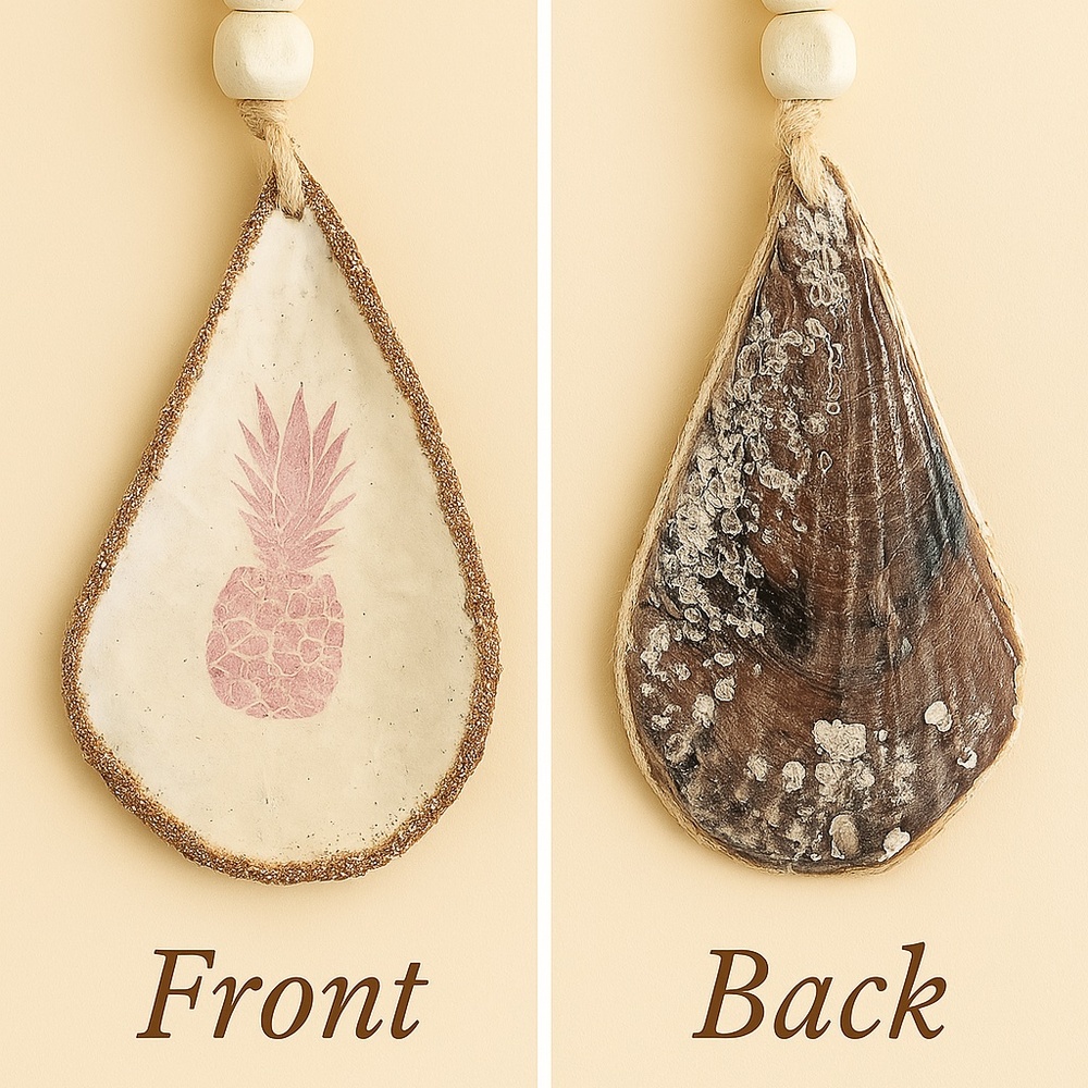 Coastal Pineapple Pen Shell Ornament – Handmade